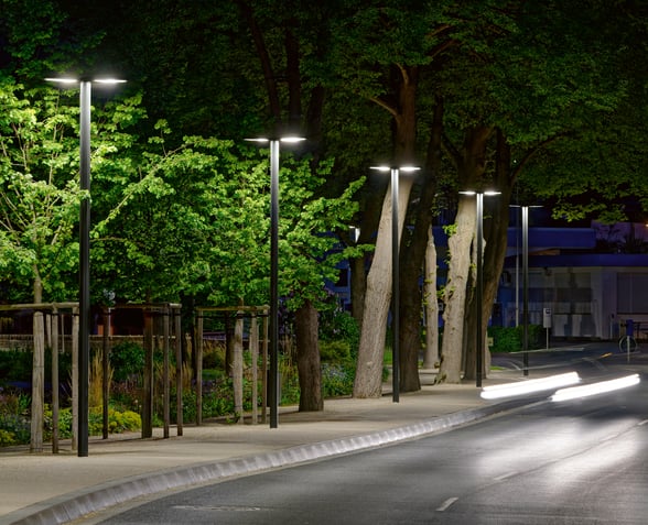 Asymmetrical light provides safety on pathways while preventing a brightening of the night sky.  